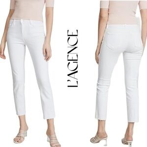 L'AGENCE Sada Slim-Leg Cropped Blanc Jean Sz 28 NWT